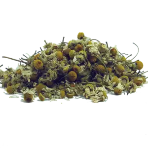 a small pile of dried chamomile